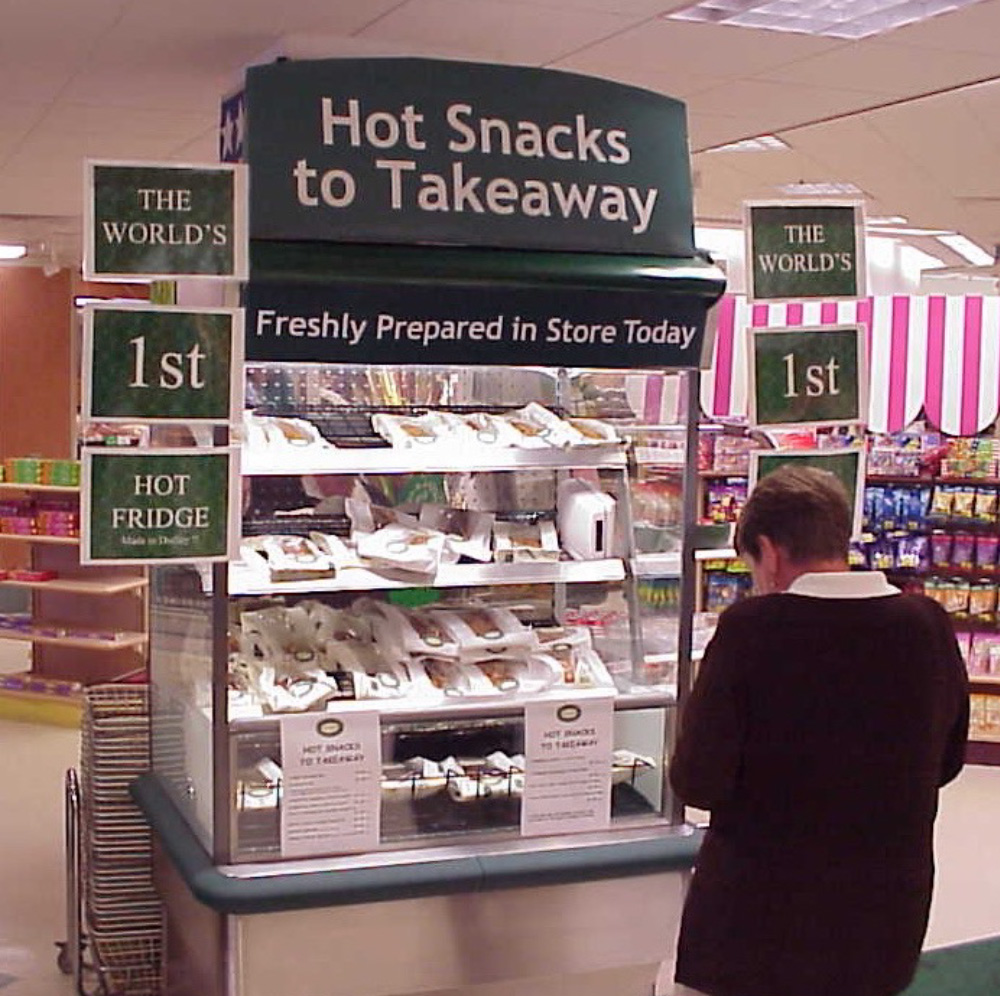 A TurboServe hot-holding unit in Morrisons in the 1990s